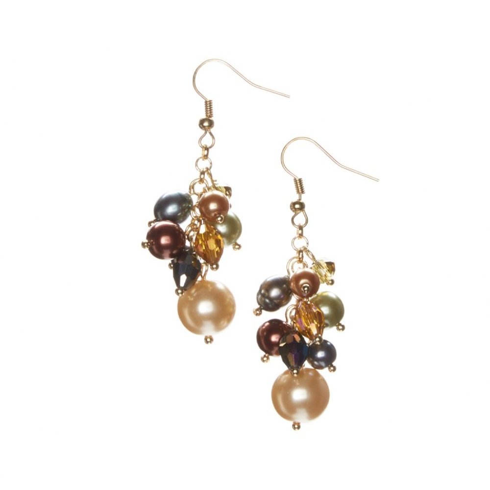 Faux Pearl Cluster Drop Earrings